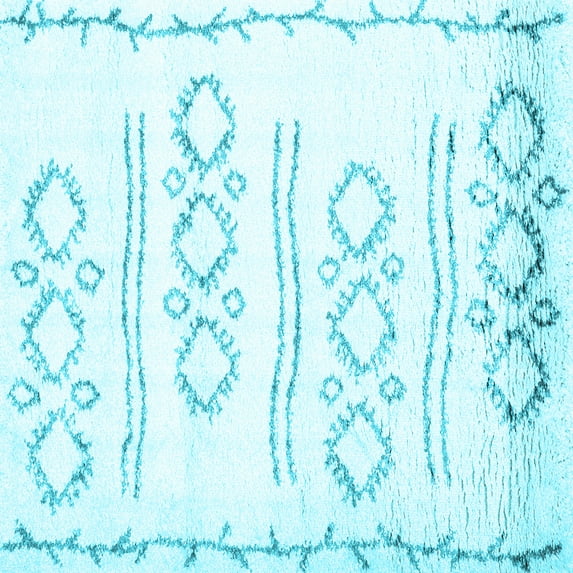 Ahgly Company Indoor Square Solid Light Blue Modern Area Rugs, 7' Square