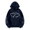 thumbnail image 2 of Fanxing Womens Plus Size Hoodies Love Graphic Sweatshirts Long Sleeve Zip Up Sweatshirt Casual Y2k Hooded Jacket with Pocket Navy,XXL, 2 of 6