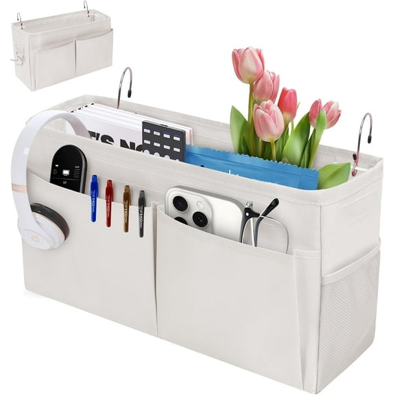 Bedside storage box with a fixed strap