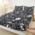 thumbnail image 3 of Feelyou Cartoon Leopard Print Twin Sheet Sets, Grey Polkadots Bedding, 3-Piece, 3 of 7