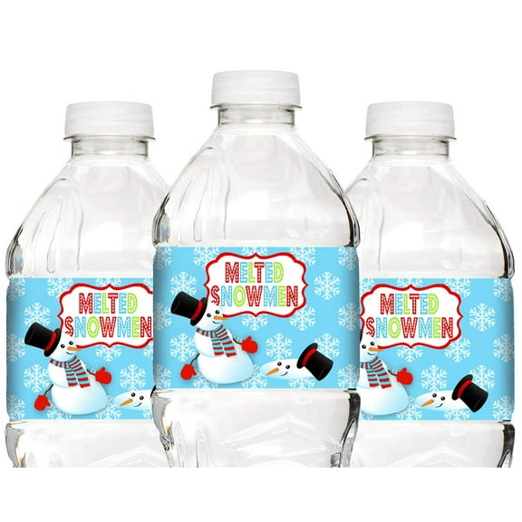 Snowman Bottle Wraps - 20 Snowman Water Bottle Labels - Snowman Party Decorations - Snowman Party Supplies - Bottle