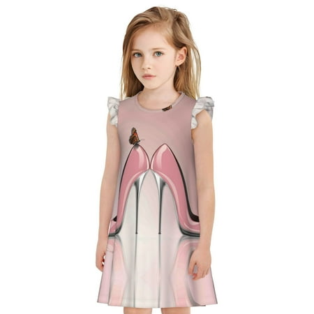 Girls Nightgowns - High Heel Shoes Butterfly Soft Comfort Flutter Sleeves Night Sleep Dress Sleepwear for Toddler Girl Pajamas Pjs