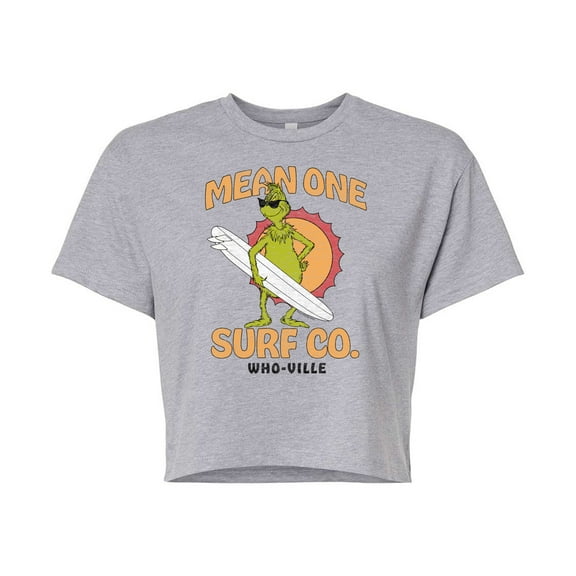 The Grinch - Mean One Surf Co - Juniors Cropped Cotton Blend T-Shirt