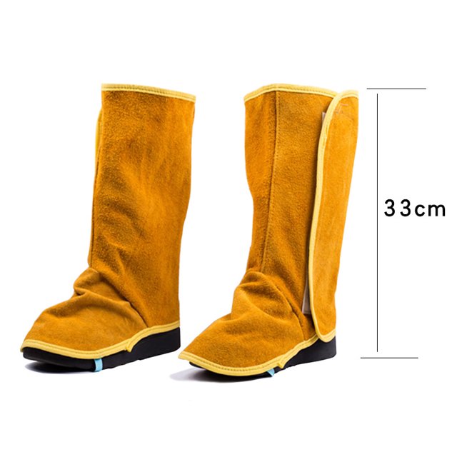 Protector de zapatos de cuero de vaca largo 1 par de polainas de soldadura de cuero Cubrezapatos resistentes al fuego Zapatos de trabajo de soldador Polainas protectoras, Yellow Betterlife ZefeiWu 9024735290063
