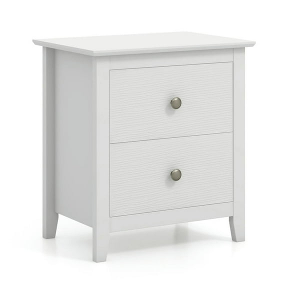 GVN Modern Nightstand with 2 Drawers for Small Spaces-White, End Table