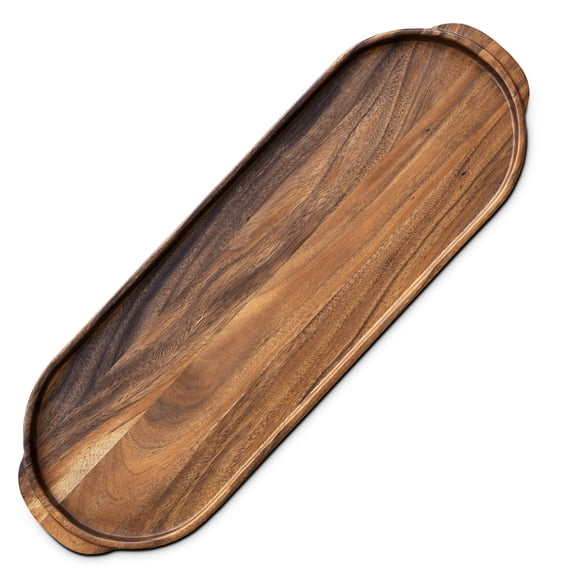 Ironwood Gourmet Frederiksberg Oval Serving Tray, 12" x 36" Acacia Wood Charcuterie Board and Centerpiece Tray