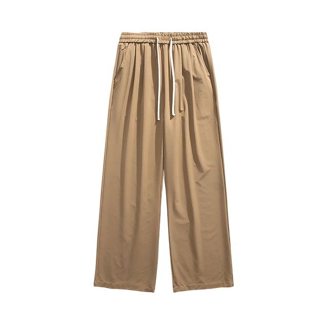Dagugfen Summer Pants for Men Ruched Drawstring Elastic Waist Loose Lightweight Work Sports Lounge Pants