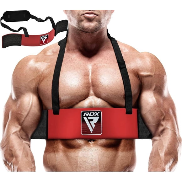 RDX Arm Blaster Biceps Triceps, 23” Aluminum Fitness Curl Support Isolator, Weightlifting Muscle Gains Big Arms Extension Builder, Adjustable 42” Strap, 6MM Neck Pad, Curved Design, Thick Padding