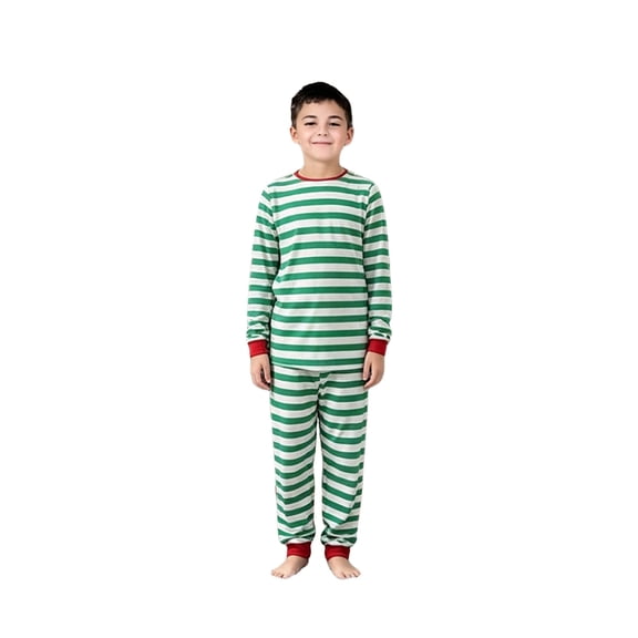 Matching Family Pajamas Sets Matching Family Pajamas Set Green White Striped Christmas 2 Piece Sleepwear Cozy Long Sleeve Lounge for Men for Holiday