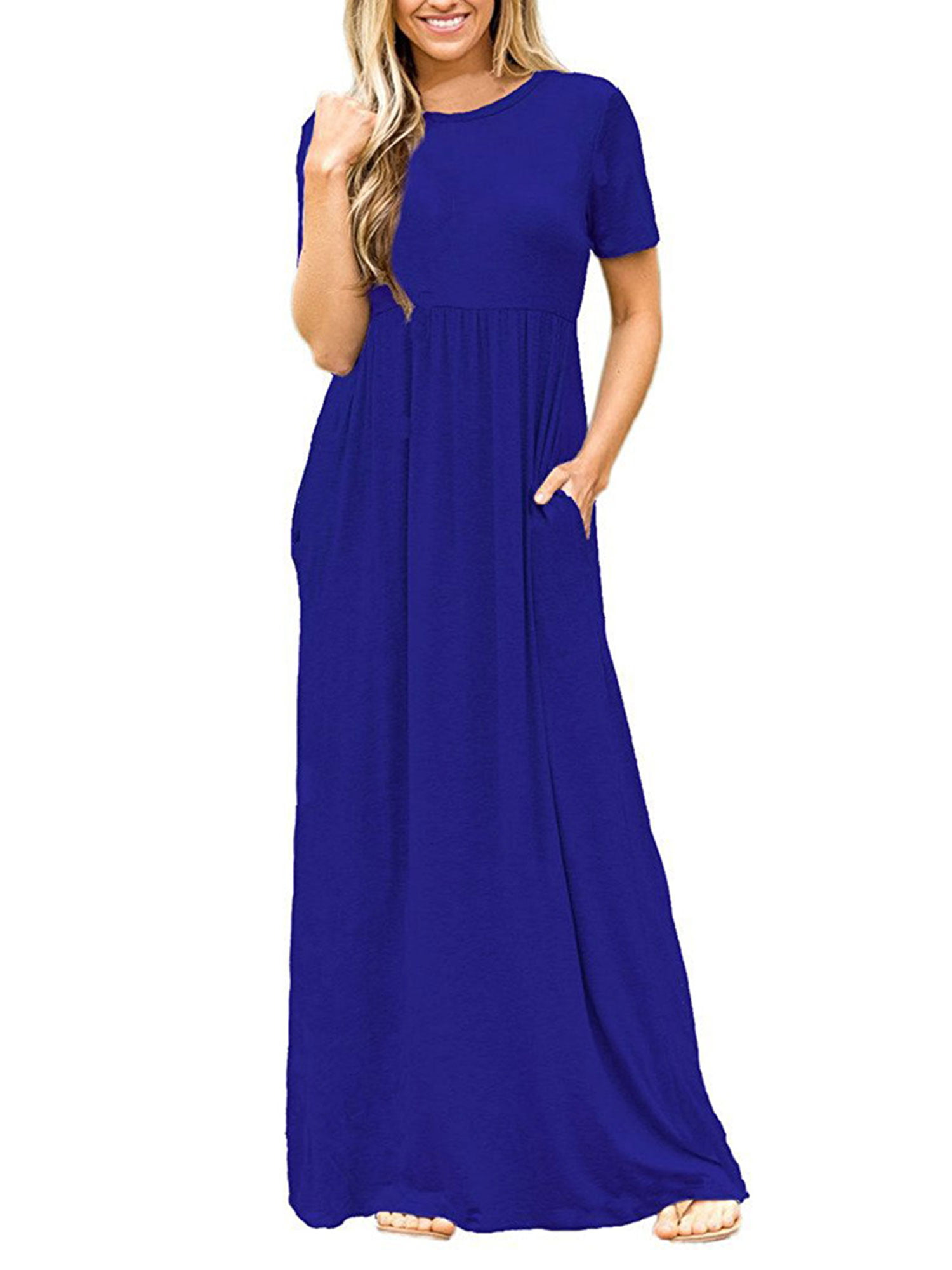Women Long Maxi Dress Casual Plus Size Fashion Dresses Baggy Blue -  Walmart.com