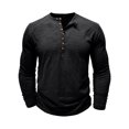 thumbnail image 2 of SUNSIOM Men's Spring Autumn Casual T-shirt Solid Color Long Sleeve Crewneck Button Up Tops, 2 of 5