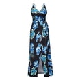 thumbnail image 5 of Vestido HUOGUO de poliéster sin mangas con estampado de playa y verano para mujer, 5 of 5