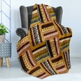 thumbnail image 4 of Ethnic Soft Flannel Fleece Throw Blanket, Traditional Oriental Motifs with Colors Nigerian Culture Elements, Cozy Plush for Indoor and Outdoor Use, 70" x 90", Multicolor, by Ambesonne, 4 of 5