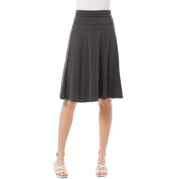 MixMatchy Women's High Waist Fold Over A-Line Flared Knee Length Skirt