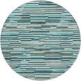 thumbnail image 2 of Addison Rugs Dream Shag Premium Machine Washable Transitional Stripes, Bars, Horizontal Lines Turquoise Round Rug, 8' x 8', 2 of 8