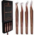 thumbnail image 1 of BEAUTICS Alishba Beauty Eyelash Extension Tweezers, Precision Fiber Tip Grip Japanese Stainless Steel Profiessional (Set of 4 Eyelash Tweezer) (ROSE GOLD), 1 of 7