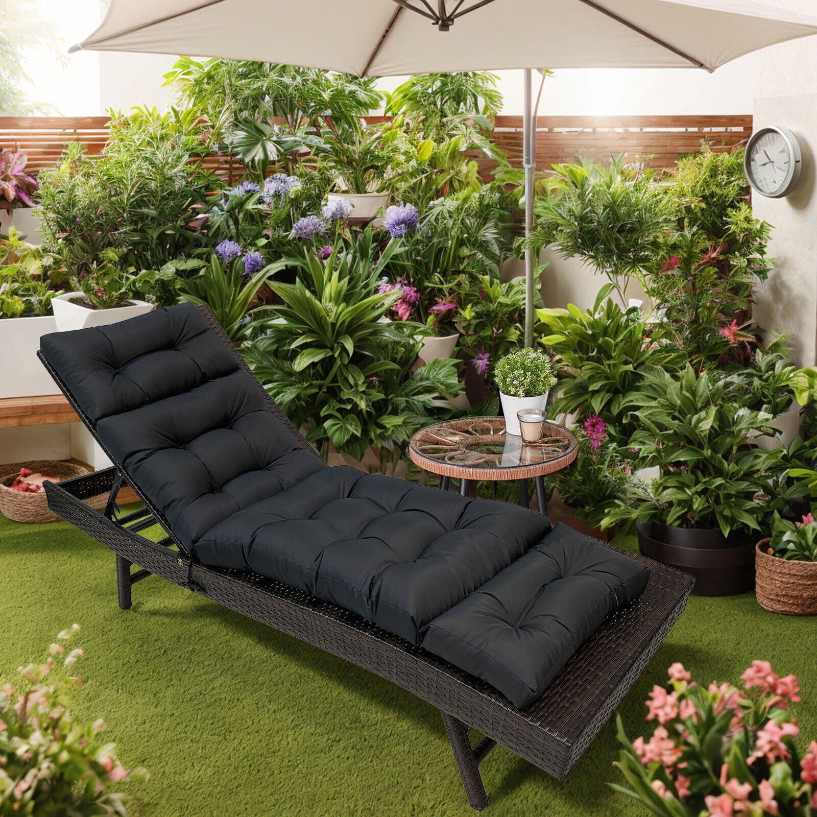 Outdoor Lounge Cushion Patio Chaise Replacement 71 x 20 Inch Rocking Cushion for Furniture Sofa Non Slip Beach Pool Recliner Sunbathing Chair Pads with Headrest