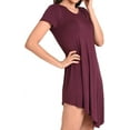 thumbnail image 3 of Miss Lavish London Short Sleeve T Shirt Dress For Women Casual Loose Fitting Jersey Dress Burgundy-M, 3 of 6