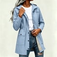 thumbnail image 2 of CFLVAEK Long Raincoat for Women Waterproof Lightweight Hooded Rain Jackets Drawstring Waisted Outdoor Hiking Windbreaker Light Blue L, 2 of 10