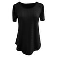 thumbnail image 6 of YOTMKGDO Short Sleeve Crew Neck Shirt | Women's Puffed Sleeve Hole Hollow Casual T Shirt, summer tops for women (Black, XL), 6 of 6