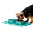 thumbnail image 4 of Tazón Plegable para Perros Perro/gato Tazón de Alimentación Plegable de Silicona Tazones Dobles Estera con Bolsa de Almacenamiento para Viajes en casa,Green. Afortunado Sencillez, 4 of 4