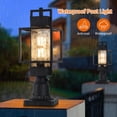 thumbnail image 6 of 18" H Dusk to Dawn Outdoor Post Light Fixture Hardwired 120V, Waterproof Aluminum Pole Light with Pier Mount Base, Matte Black Exterior Lamp Post Lantern with Water Glass for Garden Yard Patio Path, 6 of 7