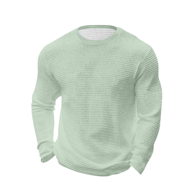Color Su Propio Pijamas Suelto Casual Color Sólido Camiseta de Manga Larga Moda para Hombre Pijama para Uso Diario Y Al Aire Libre