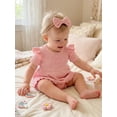 thumbnail image 4 of Cenuakty Baby Girls Shorts Set, Short Sleeve Embroidery Bow Letters T-shirt with Shorts and Hairband Summer Outfit, 4 of 9