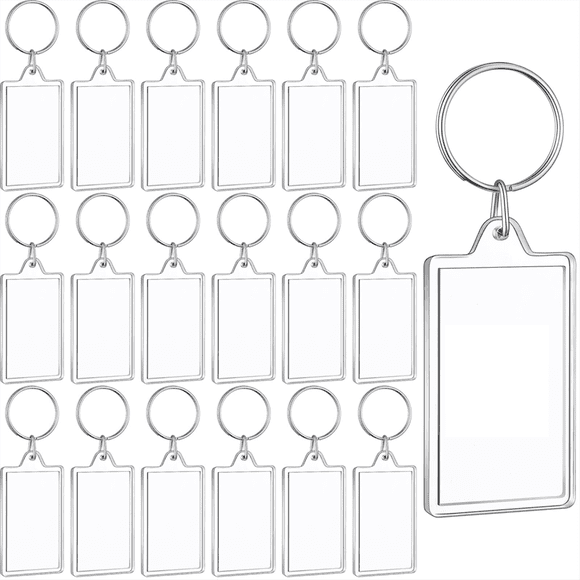 150 Pack Clear Acrylic Photo Picture Keychain Blank Photo Insert Keyring DIY Personalize Favor for Family Friends