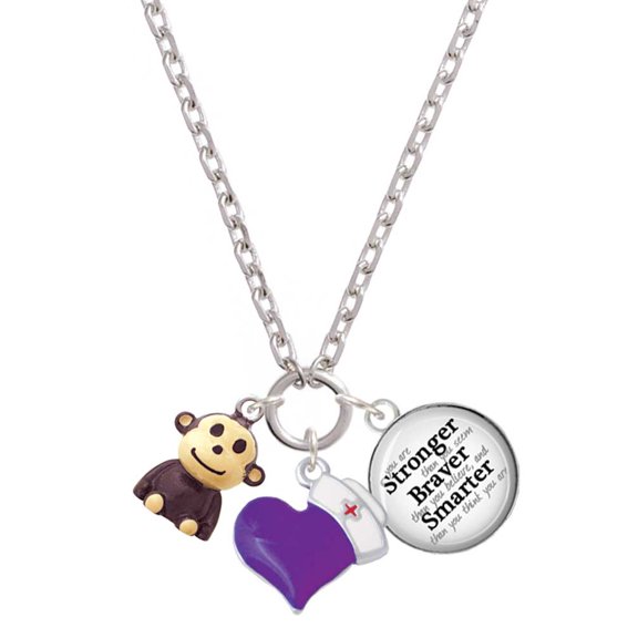 Delight Jewelry Resin Monkey - Purple Heart Nurse Strong Zoe Necklace