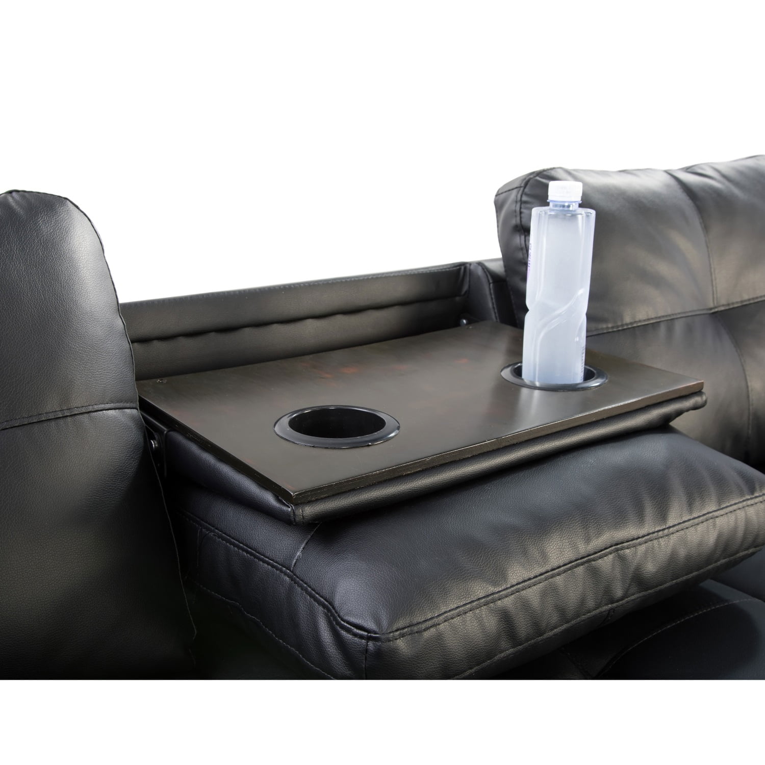 Hommoo L Shaped Flippable Backrest Sectional Couches and Sofas, 4-Seat Faux Leather Sectional Sofa Sets, Modern Living Room Furniture Sets, 15' Back Height, Black(No Ottoman)