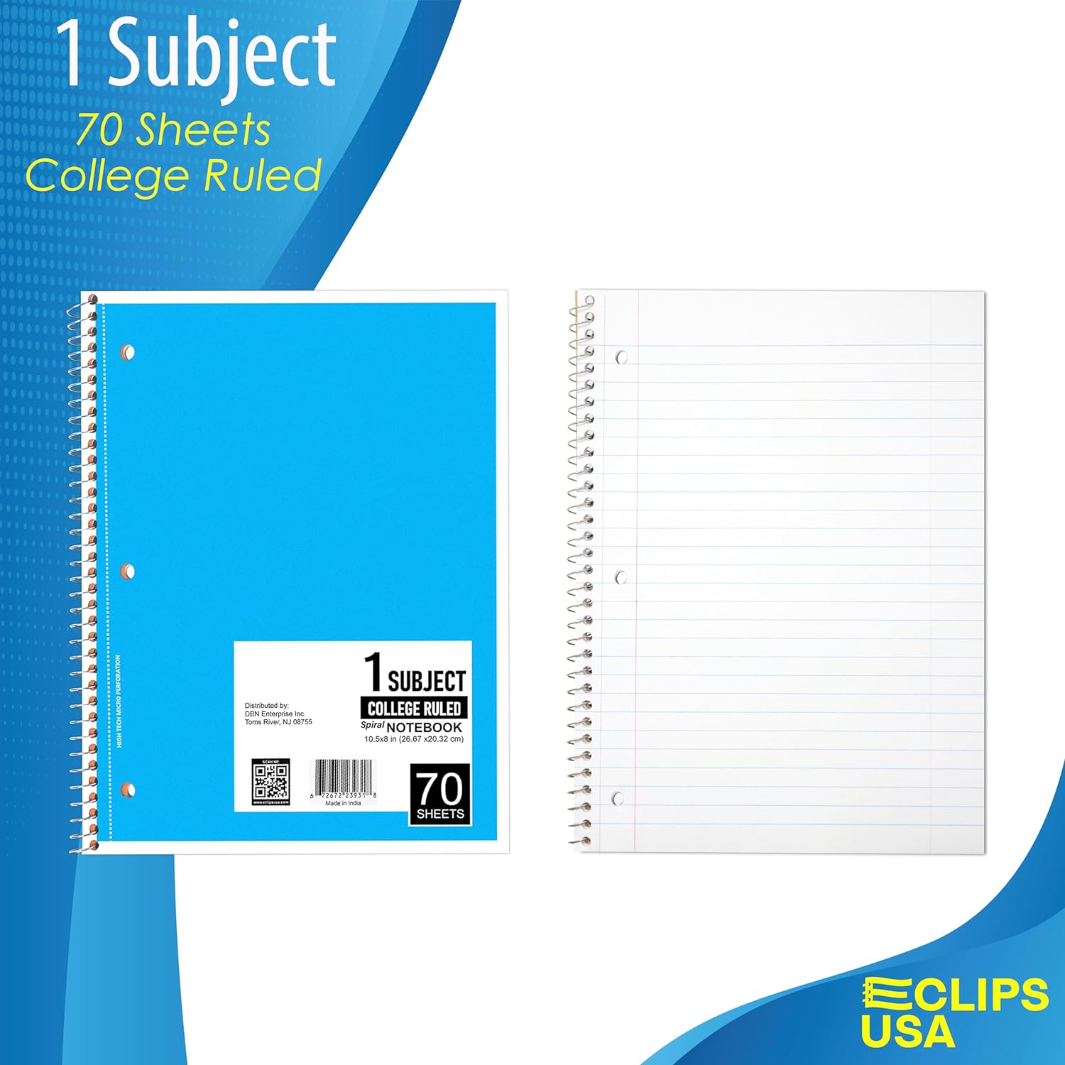 E-Clips USA College Ruled Spiral Notebook 6-Pack photo 2
