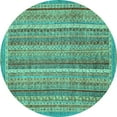 thumbnail image 1 of Ahgly Company Indoor Round Oriental Turquoise Blue Modern Area Rugs, 7' Round, 1 of 4