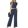 thumbnail image 7 of MINTREUS Lounge Sets for Women Short Sleeve Tops Wide Leg Pants Comfy Loungewear Two Piece Outfits with Pocketed, 7 of 7