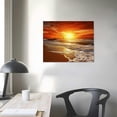 thumbnail image 3 of Nawypu  Canvas Prints Wall Art Sunset Ocean Beach Pictures Photo Paintings for Living Room Bedroom Home Decorations Stretched and Framed Ready to Hang Seascape Waves Artwork 20x16in, 3 of 4