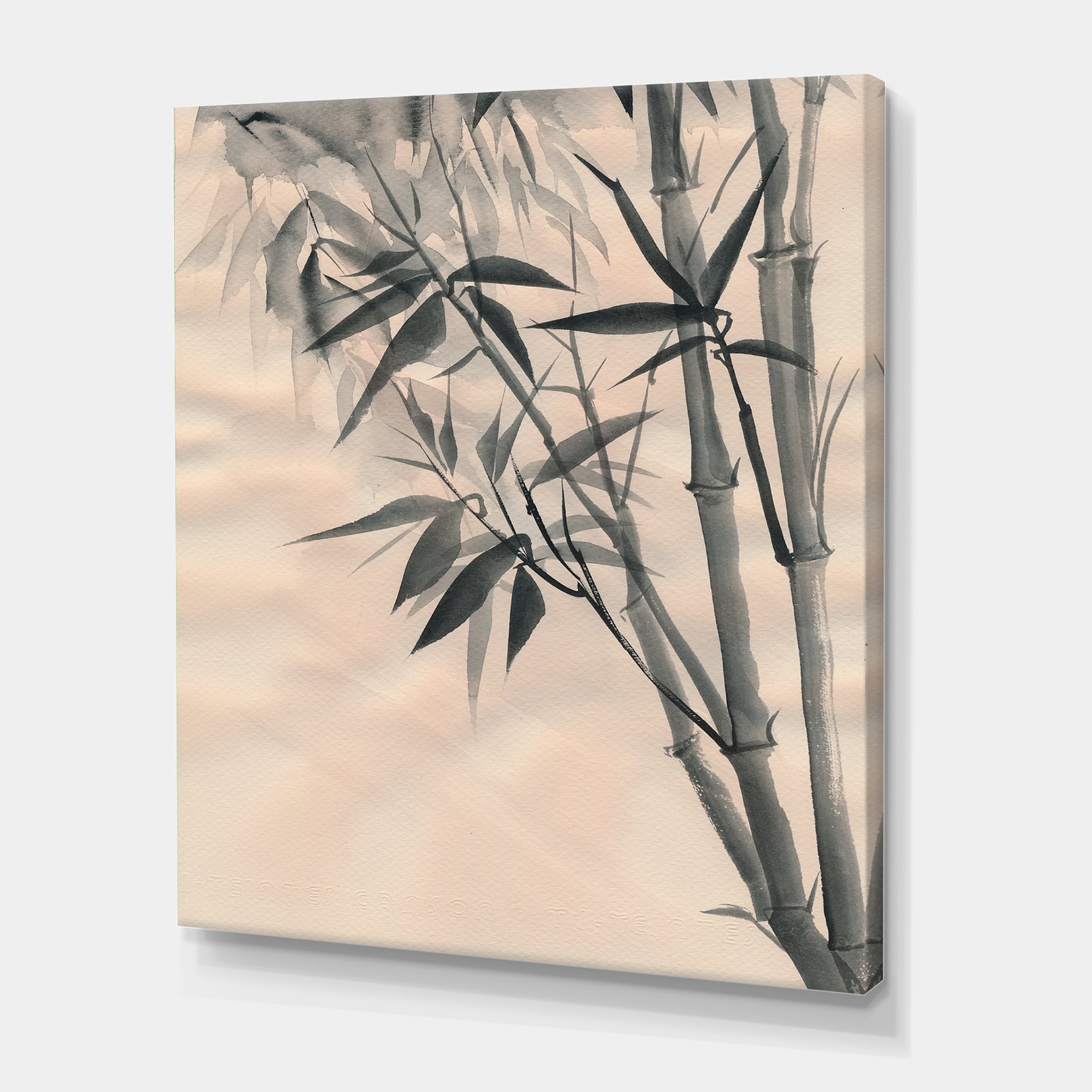Designart ' Vintage Black and White Bamboo I ' Traditional Canvas Wall Art Print