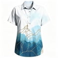 thumbnail image 5 of Plus Size Summer Shirts for Women Short Sleeve Button Down Collared Fashion Printed Casual Loose Beach Vacation Tops (XL, Sky Blue), 5 of 5