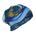 thumbnail image 2 of Honeii Stained Glass Ocean Wave Print Kids Knit Beanie Watch Hat ,Knit Cap for Boys and Girls, 2 of 7