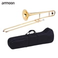 thumbnail image 4 of Trombón ammoon Trombón Alto Latón Dorado Laca Bb Tono B Instrumento de viento plano con boquilla de cuproníquel Caja de palo de limpieza TOMSHOO Trombón, 4 of 6