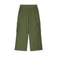 thumbnail image 5 of SAWOBUUN Kids Boys Girls Cargo Capri Pants School Uniform Elastic Waist Casual Straight Leg Cropped Trousers with Side Pockets, 5 of 7