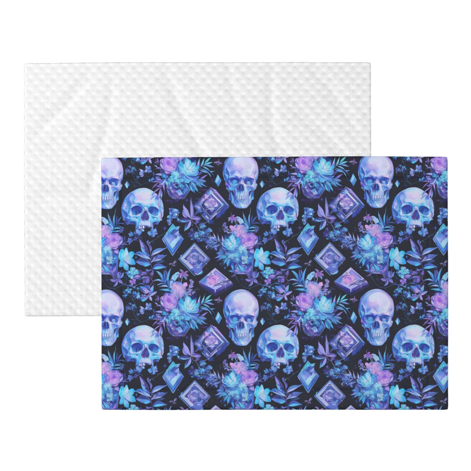 Naloa Skull blue crystal flower Dog Blanket, 3 Sizes Cat Blanket for Indoor Cats Large Medium Small Dog Gifts-
