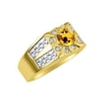 thumbnail image 3 of RYLOS Men's Rings Yellow Gold Plated Silver Designer Starburst 7MM Round Gemstone & Diamond Ring Citrine November  Size 11, 3 of 6