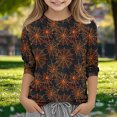 thumbnail image 5 of Dvprdro Girls Halloween Print Crew Neck 3/4 Sleeve Tunic T-Shirt Vintage Casual Pullover Top Fall Holiday Daily Wear, 5 of 6
