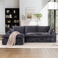 thumbnail image 2 of Muumblus 103" Boneless Sectional Sofa with Left Chaise, Comfy L-Shaped Modular Couch for Living Room, No Assembly Required, Black Chenille, 2 of 10