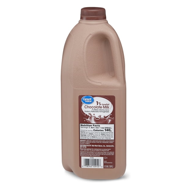 Great Value 1 Chocolate Milk Half Gallon Walmart Com Walmart Com