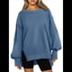 thumbnail image 1 of Sudaderas de Gran Tamaño para Mujer, Cuello Redondo, Larga, Informales, Holgadas, con Abertura, Otoño 2025 Azul Gris XXL, 1 of 8