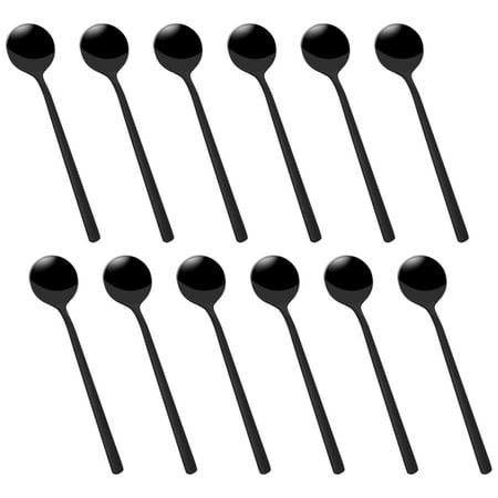 

Mini Coffee Spoons Black Plated for Dessert Ice Cream Cake 12