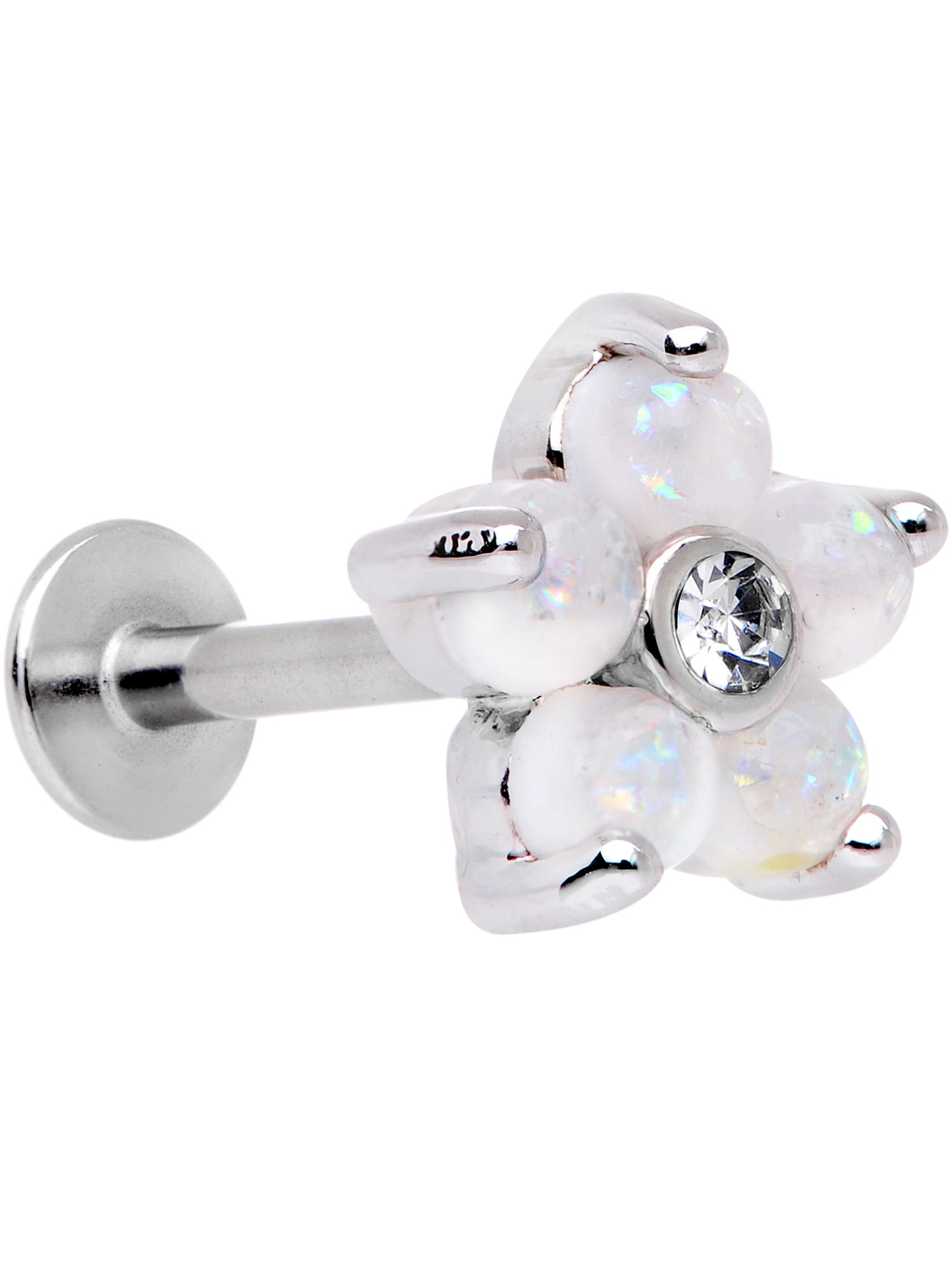 Body Candy 16G 8mm White Flower Cartilage Piercing Tragus Earring Helix