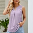 thumbnail image 2 of Timegard Camisoles pour Femmes à Oeillets à Col en V Froncées Tuniques Hauts d'Été Plage Chic Décontracté T-Shirt Uni, 2 of 7