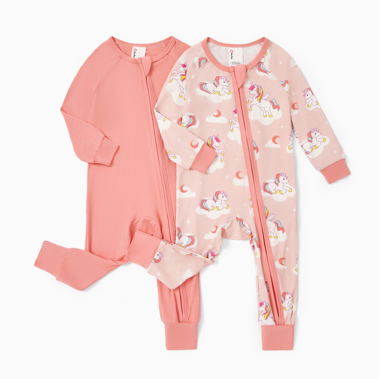 PatPat Baby Girl Bamboo Sleep N Play Pajamas 2-Pack photo 7